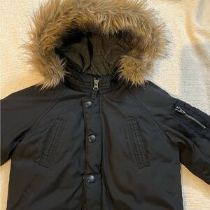 Kids Black Fur Hooded Jacket